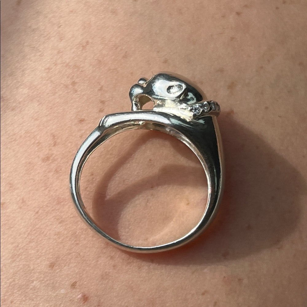 Sterling Panther wrap ring w/ Genuine Emerald eyes & Diamond collar - Picture 7 of 17